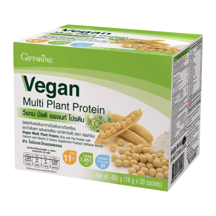 giffarine_protein_vegan_hellogiff วีแกน มัลติ แพลนท์ โปรตีน คุณค่าโปรตีนจากถั่วเหลือง และถั่วลันเตา