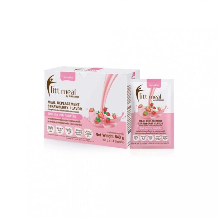 fitt meal giffarine strawberry 3 ฟิตต์ มีล บาย กิฟฟารีน รสสตรอเบอร์รี่ ผลิตภัณฑ์ทดแทนมื้ออาหาร (อาหารควบคุมหรือลดน้ำหนัก)